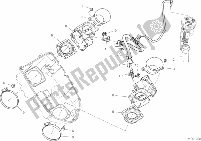 All parts for the Throttle Body of the Ducati Multistrada 1260 S ABS Thailand 2019